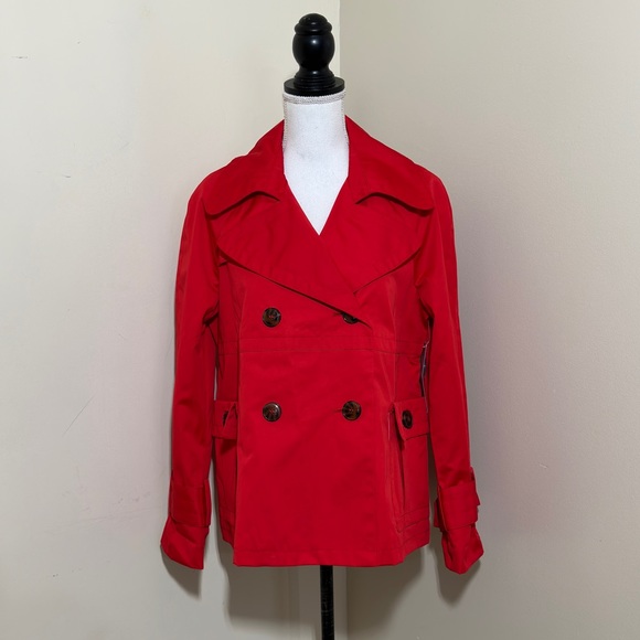 Izod Jackets & Blazers - NWT Izod || Woman’s Red Trench coat size Large